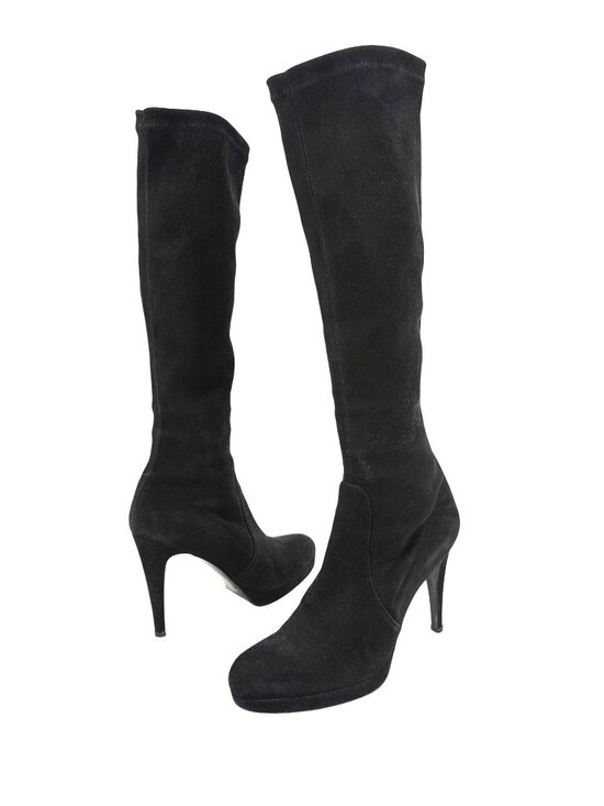 LK Bennett Shoes - L.K. Bennett Belle Black Suede Womens Knee-High Stiletto Heel Boots Womens 7